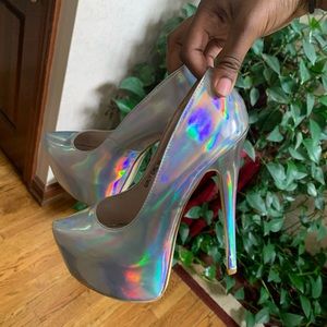 High platform heels silver/chrome